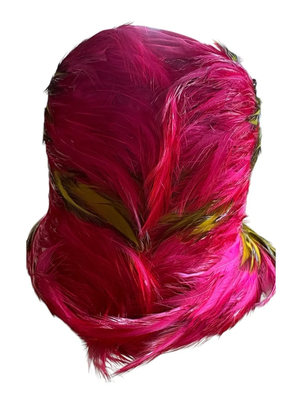 1960’s Vintage Christian Dior Paris-New York Fuchsia & Olive Feather Hat